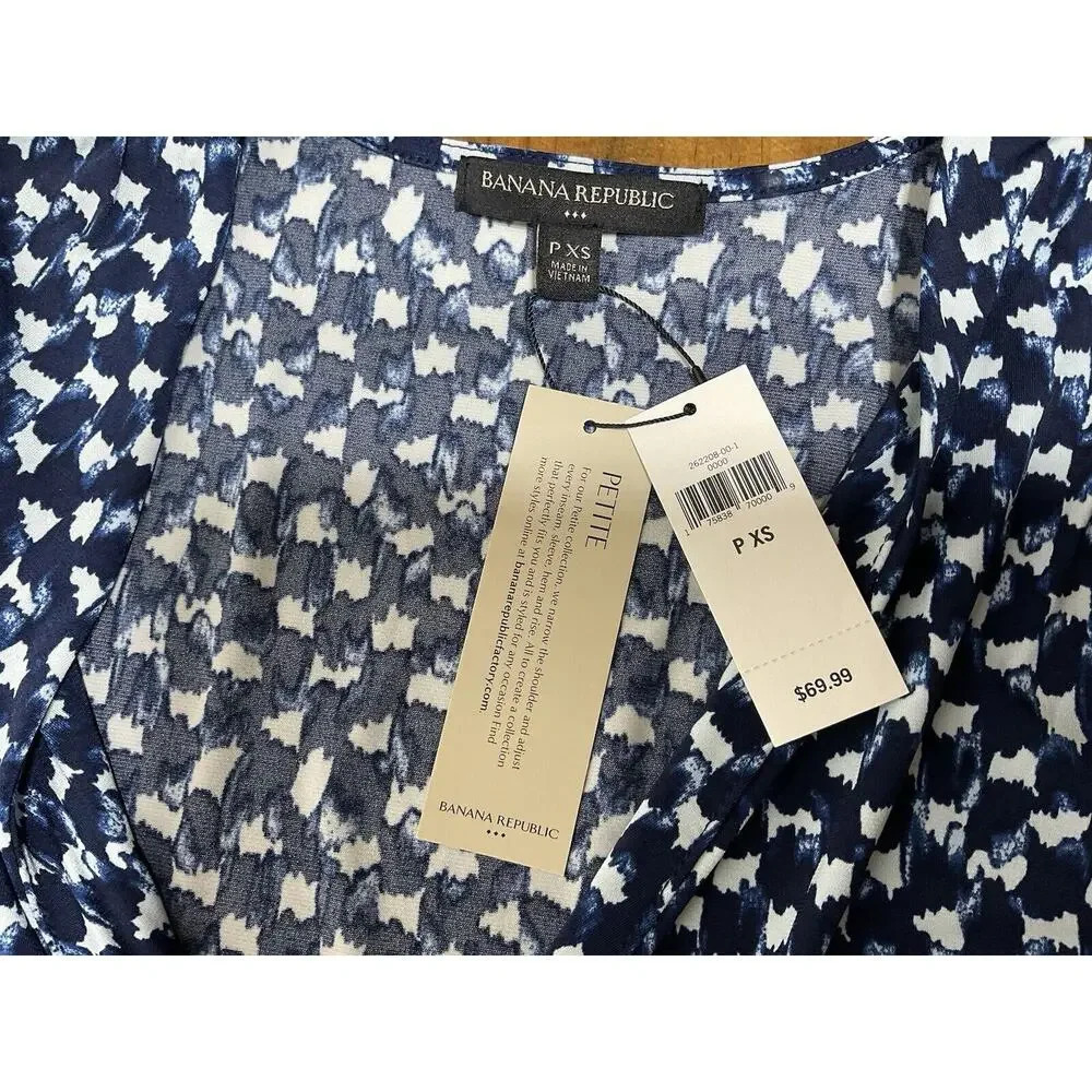 Banana Republic Women's Dress Size PXS Blue Asymmetrical Wrap Dress - Picture 5 of 11